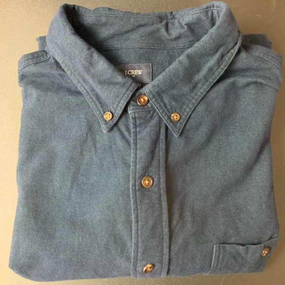 J. Crew / Blue Long Sleeve Brown Elbow Patches - Picture 7 of 8